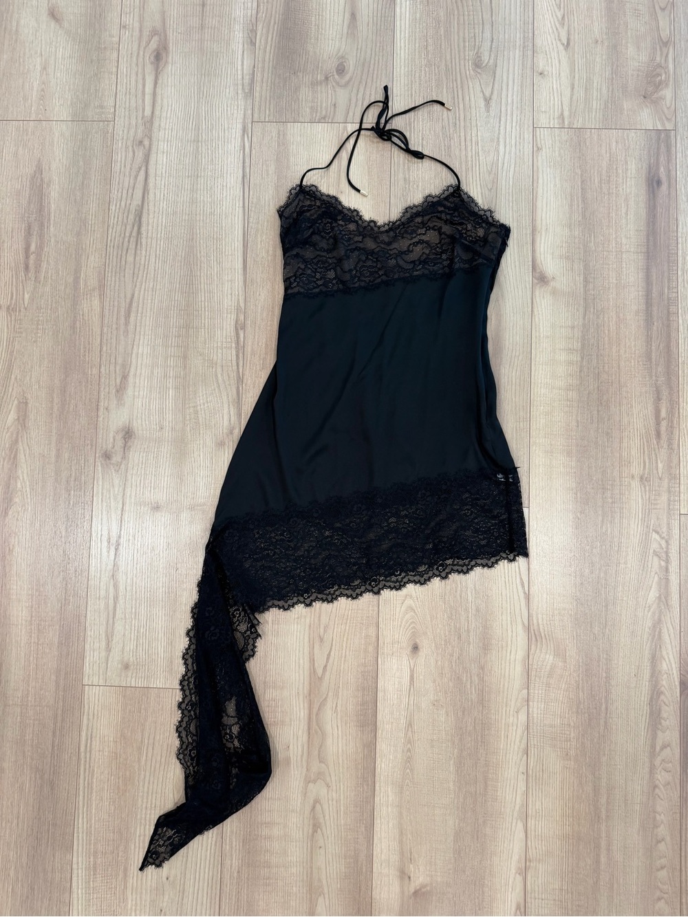 naked wardrobe Black Lace Asymmetric Slip Dress - Picture 5 of 6